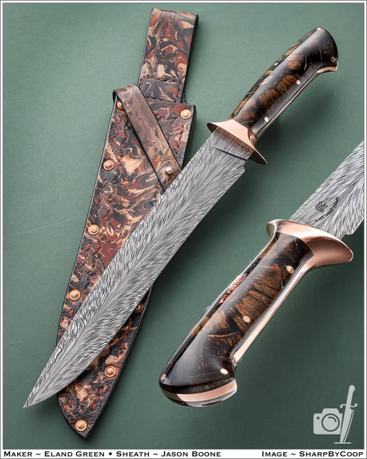 Feather Damascus Bowie